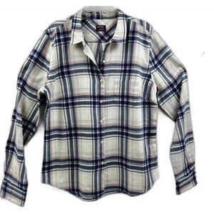 UNTUCKit “De Toren” Women’s Button Down Shirt Navy & Cream Plaid  Size 0